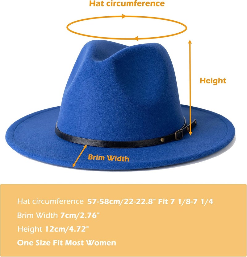 Gossifan Women Two Tone Wide Brim Fedora Felt Panama Hats Classic Belt Buckle - Image 3